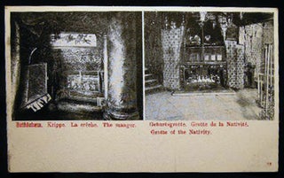 Item #25840 Circa 1910 Postcard Bethlehem Krippe La Creche the Manger (and) Geburtsgrotte Grotte...