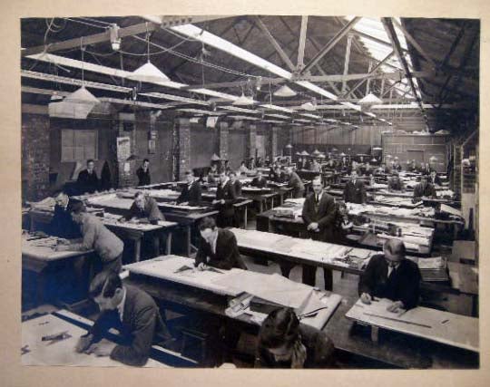 Item #26039 1924 Photograph of the Interior of Bruntons of Musselburgh Scotland Aviation Wire Rope Engineering Room. Scotland - 20th Century - Photography - Business History - Bruntons.