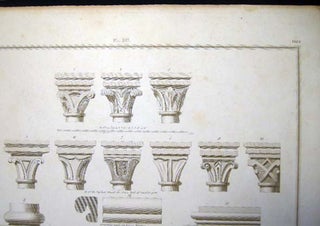 Plans, Elevations and Sections of the Bases, Capitals and Mouldings of the Temple Church Pl. XXV Vol. V. Copper Engraving By Basire After the Original By F. Nash