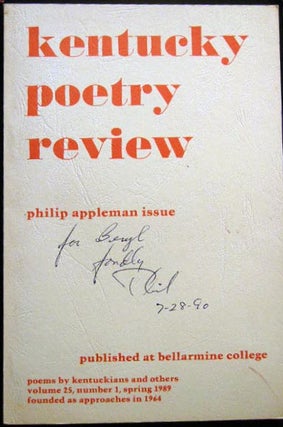 Item #26164 Kentucky Poetry Review Philip Appleman Issue Volume 25, Number 1, Spring 1989....