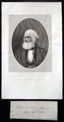 Item #26206 1866 Signature and Date of April 14th By William Cullen Bryant (with) an Engraved...