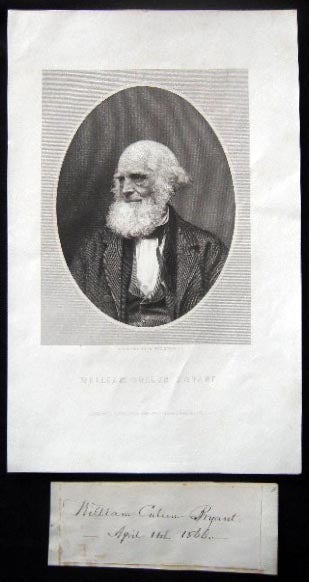 Item #26206 1866 Signature and Date of April 14th By William Cullen Bryant (with) an Engraved Portrait of the Author By W. Wellstood. Americana - 19th Century - Autograph - William Cullen Bryant.