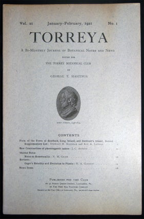 1921 - 25 Torreya A Bi-Monthly Journal of Botanical Notes and News; Several Issues with Contents Including Flora of the Town of Southold, Long Island and Gardiner's Island By Burnham and Latham