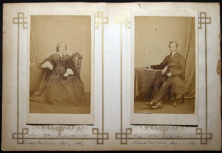Item #26390 1862 Carte-de-Visite Photographs of the Rev. Wm. Gibbson and Mrs. Gibbson of Leicestershire England By C. Oakeshott, Photographer, 9, Pier Street. Ryde, I.W. Isle of Wight - 19th Century - Photography - C. Oakeshott.