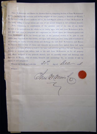 1882 Letter Signed with Related Ephemera, From Theo. W. Morris & Company, Importers of Plate and Sheet Glass New York, NY Regarding the Resolution of a Bankruptcy and Payments