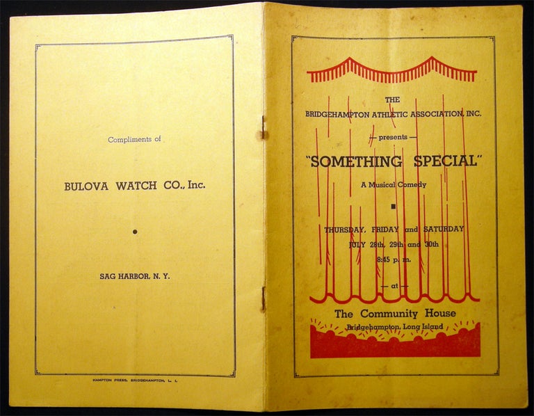 Item #26478 The Bridgehampton Athletic Association, Inc. Presents "Something Special" a Musical Comedy...at the Community House Bridgehampton, Long Island. Americana - 20th Century - Bridgehampton Long Island - History.