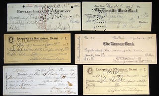 1864 - 1937 Group of Checks & Other Financial Instruments Drawn on New York City Banks: The Nassau Bank, Lafayette National, Morton Trust, East River National, Twelfth Ward Bank, Mechanics and Metals National, Bowling Green Trust, Corn Exchange and Others