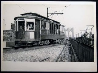 Item #26746 Photograph of New York City Transit Streetcar Railway Car Coming Off the Brooklyn...