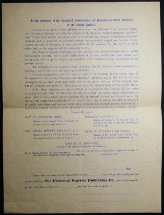 Item #27037 1894 Invitation to the Members of the Historical Associations and Patriotic...