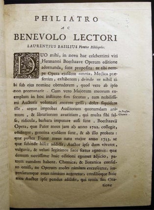 Hermanni Boerhaave Opera Omnia Medica, Quorum Series Post Praefationem Subjicitur