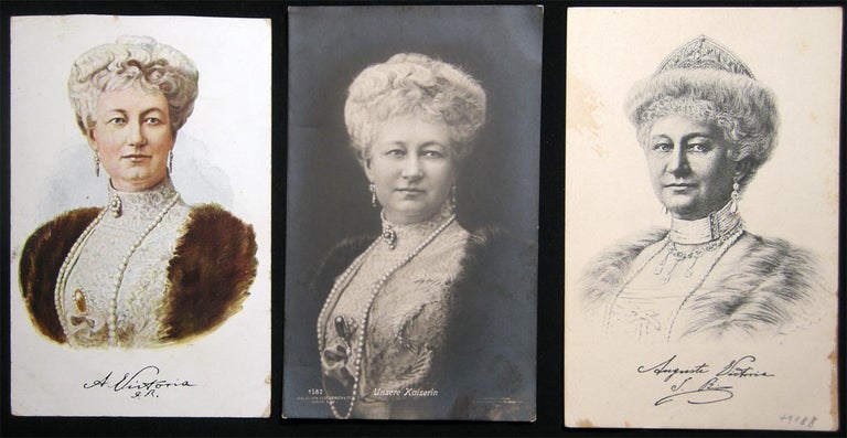 Item #4137 3 Early Auguste Victoria Kaiserin Cards. Europe Royalty.