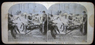 Item #4160 Early Building U.S. Aeroplanes Factory Stereo View. Aeroplane Manufacturing
