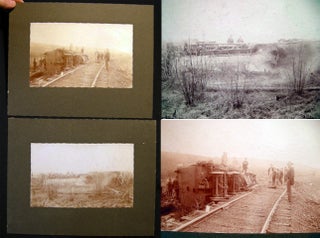 Item #6643 2 photographs of a Locomotive Wreck. Railroad History