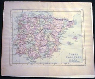 Item #7901 Map of Spain and Portugal. Map of Spain and Portugal