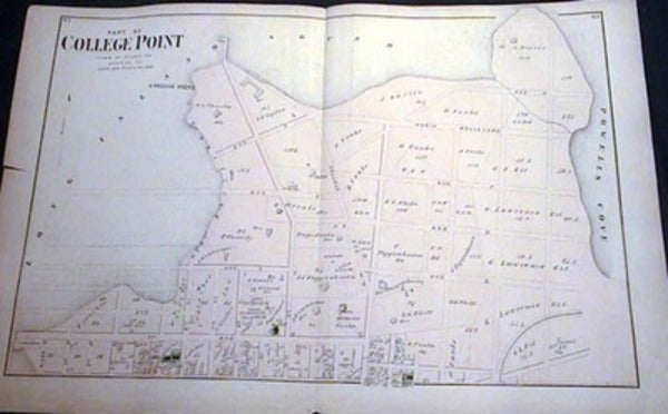 Item #8947 Original Map of Part of College Point Town of Flushing Northern Part Long Island. Beers Atlas.